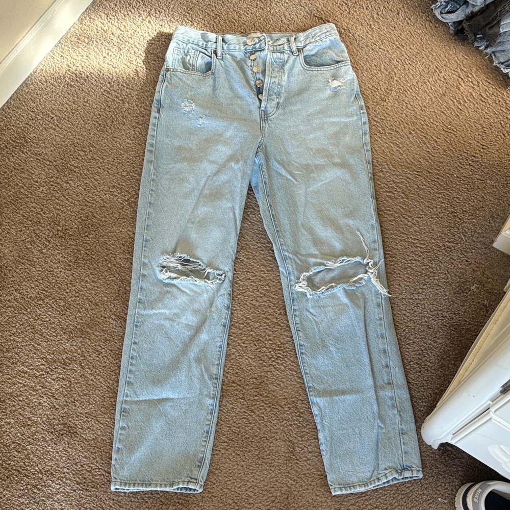 Pacific Sunwear Distressed Light Blue Dad Jeans